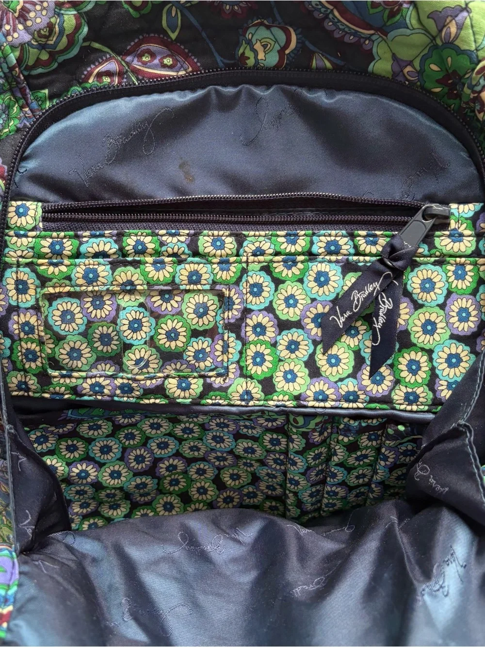 Vera Bradley Campus Backpack Blue Rhapsody Laptop Suitcase Trolley Strap
